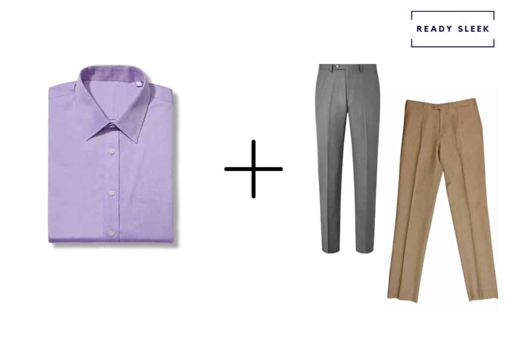 light-purple-colour-shirt-combination-for-men-matching-pants-shirt